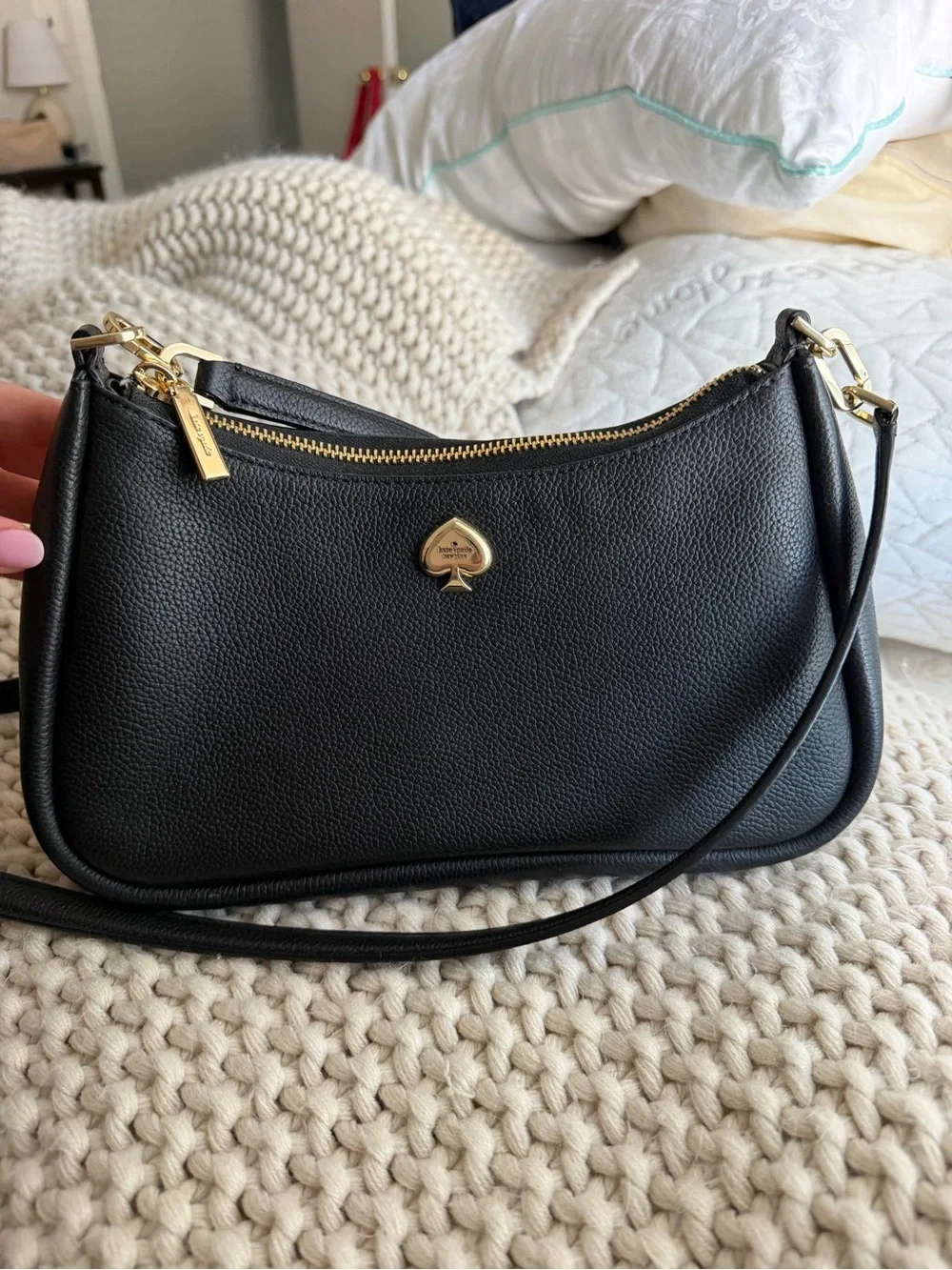 kate spade Black Crossbody Bag with Gold Accents